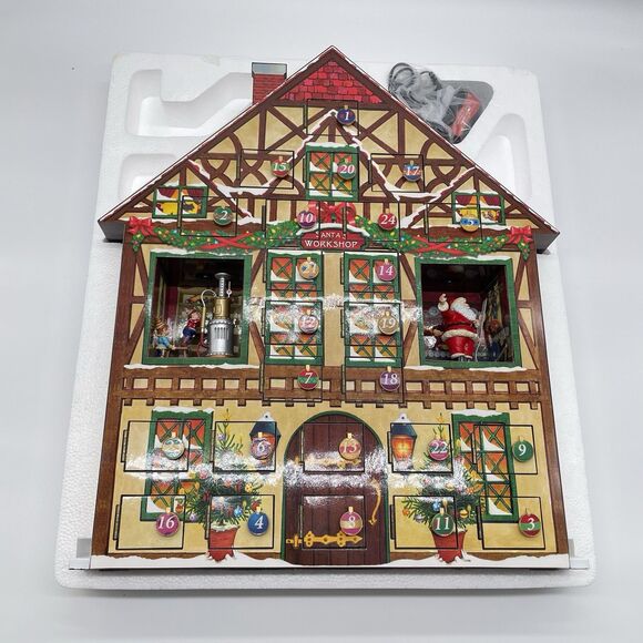 Old World Advent House Animated Lighted & Musical Christmas Holiday Working - Picture 3 of 7